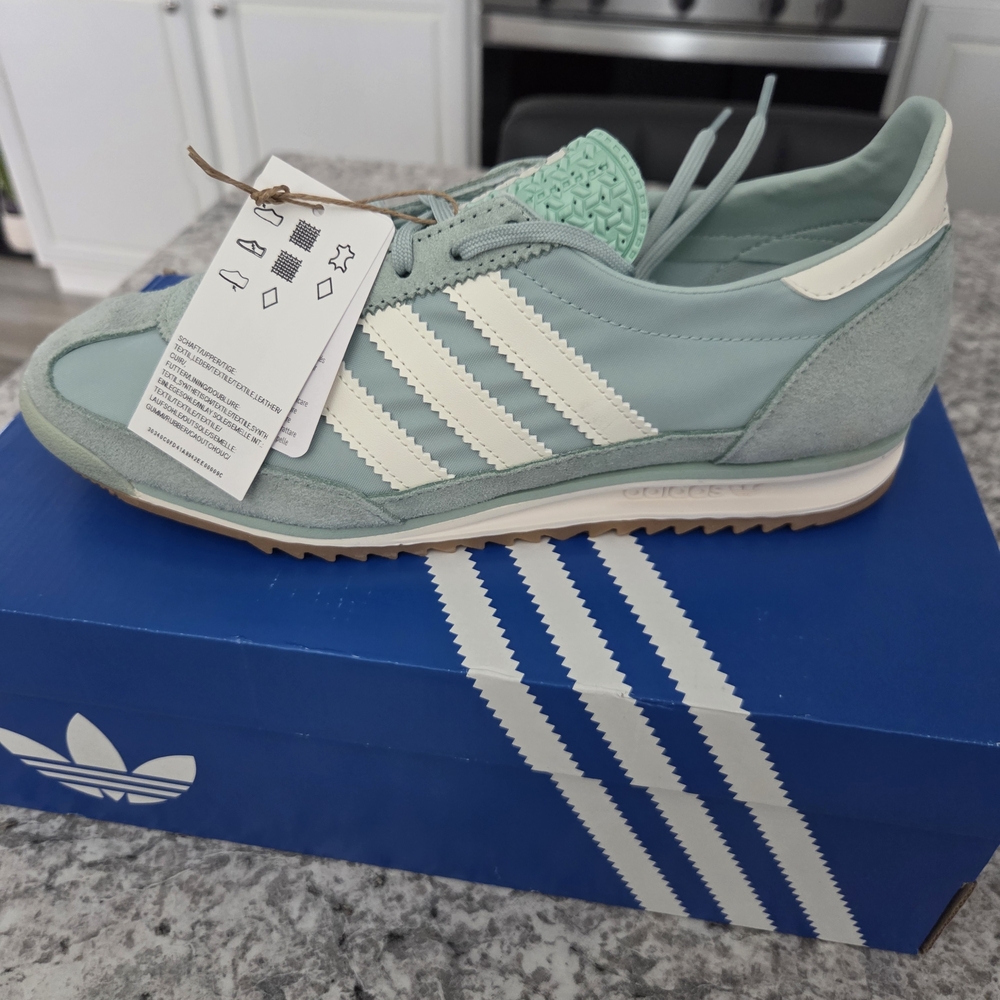 New In Box Adidas Women's Light Green and White Athletic Shoes